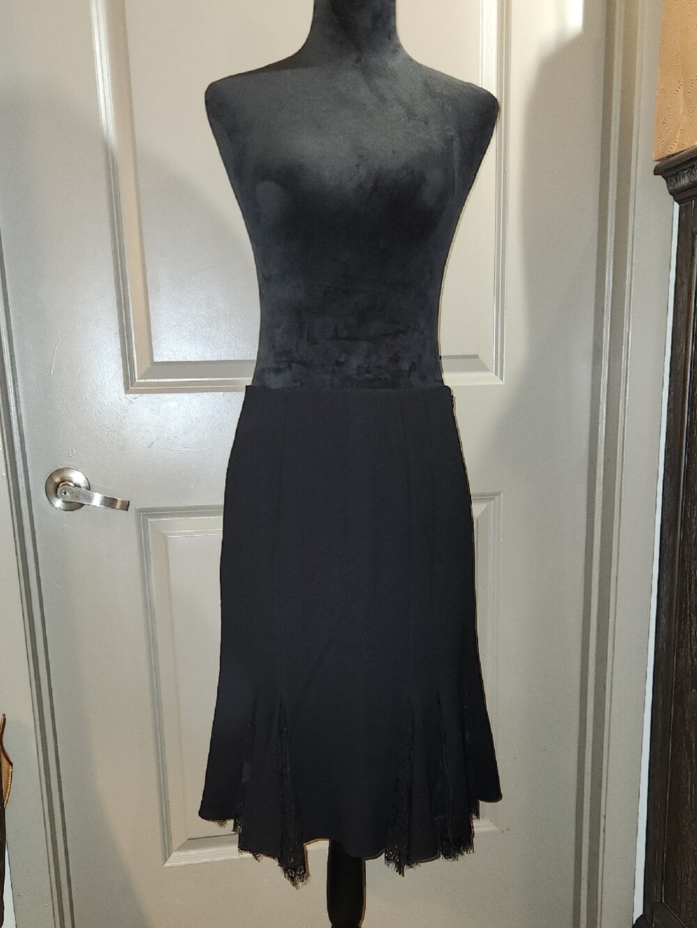 John Galliano Wool Black Skirt with Branded Waistband